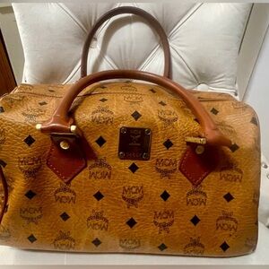 MCM Cognac Logo Satchel